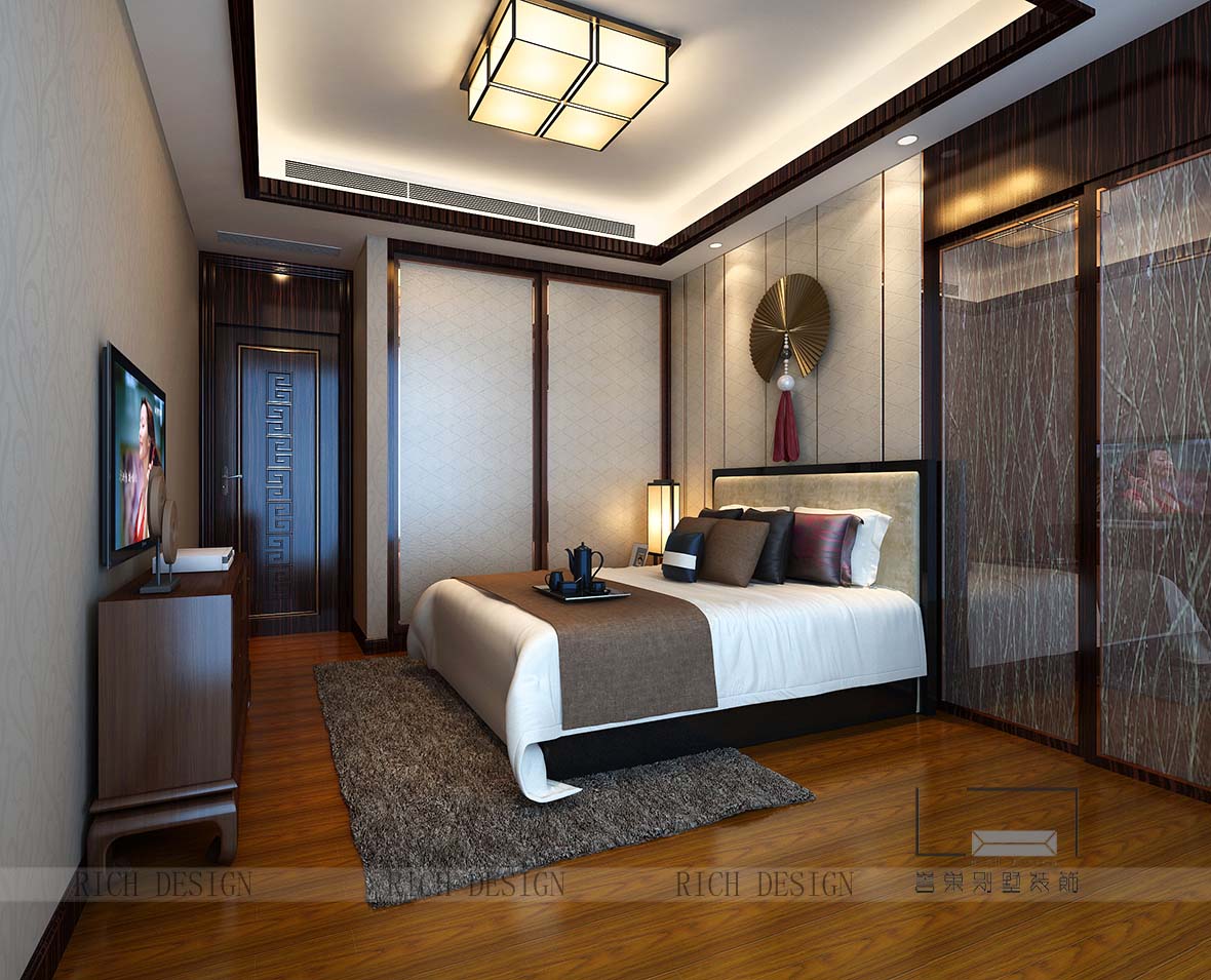 深圳中式卧室装潢效果图