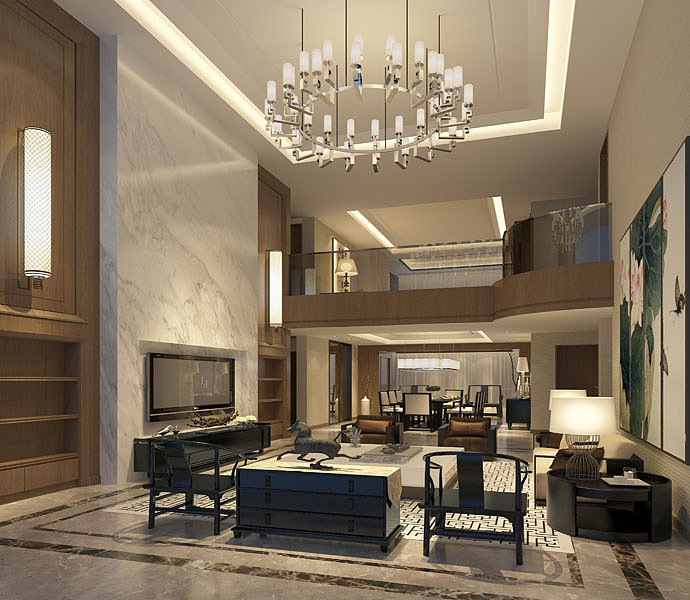别墅现代客厅装潢效果图