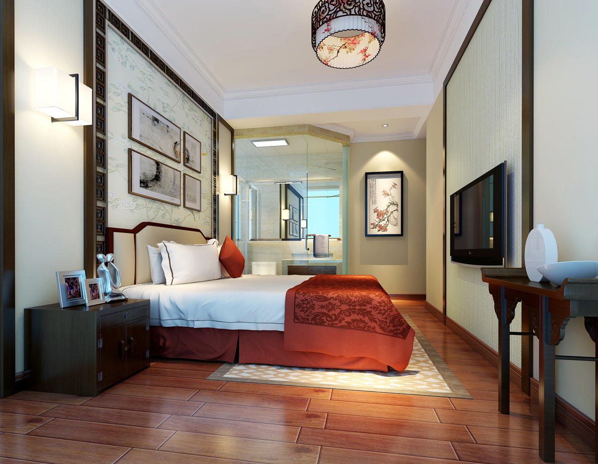 中式别墅主卧装饰效果图