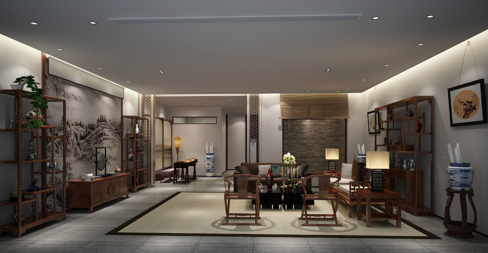  中式会客厅装饰效果图