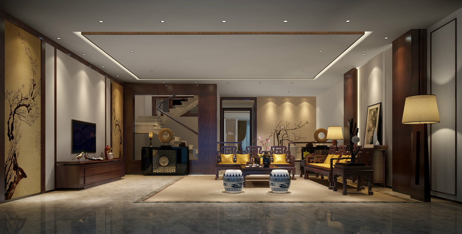   中式会客厅装饰效果图