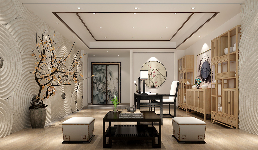 中式别墅书房装饰效果图