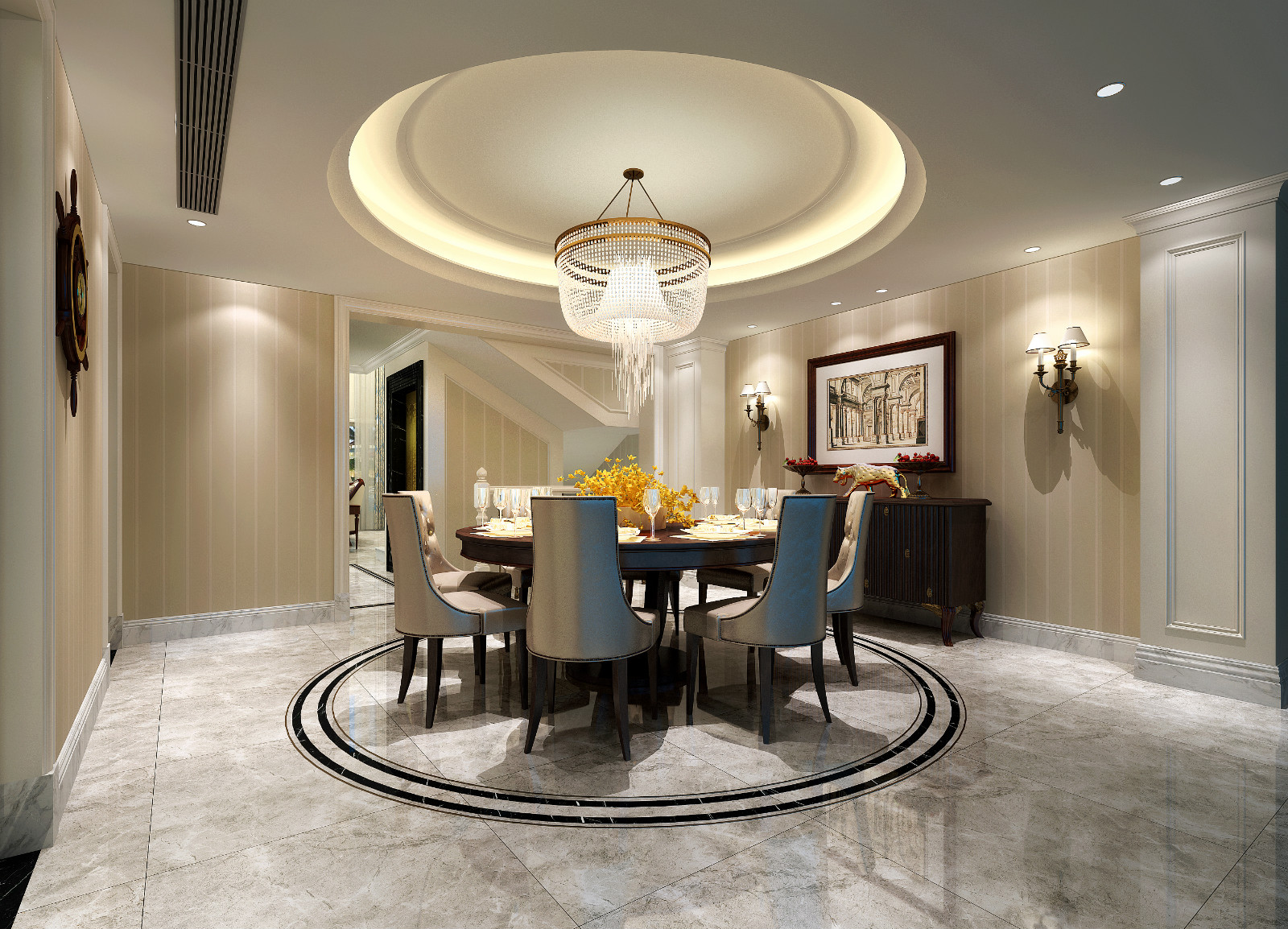 现代别墅餐厅装饰效果图