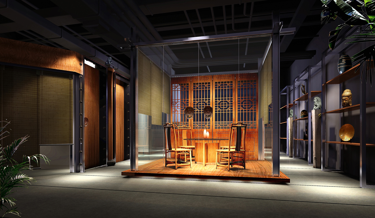 顿成中式办公室装修效果图