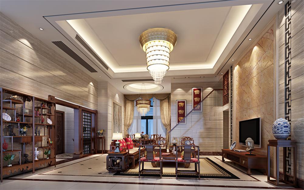 勤诚达中式别墅客厅装饰效果图 勤诚达中式别墅客厅装饰效果图
