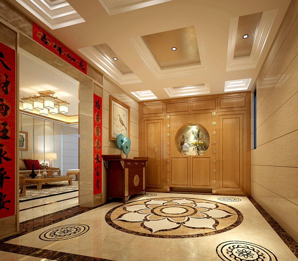 中式玄关设计效果图