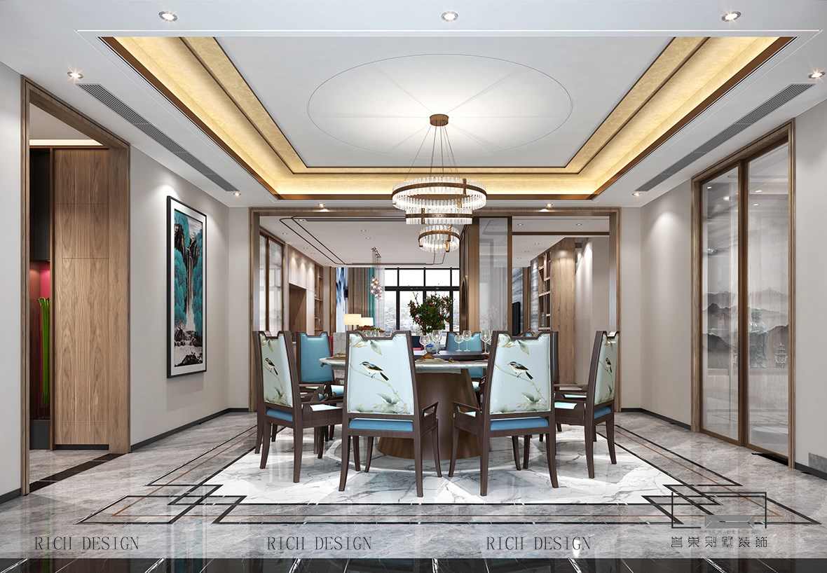 新中式别墅餐厅装修效果图