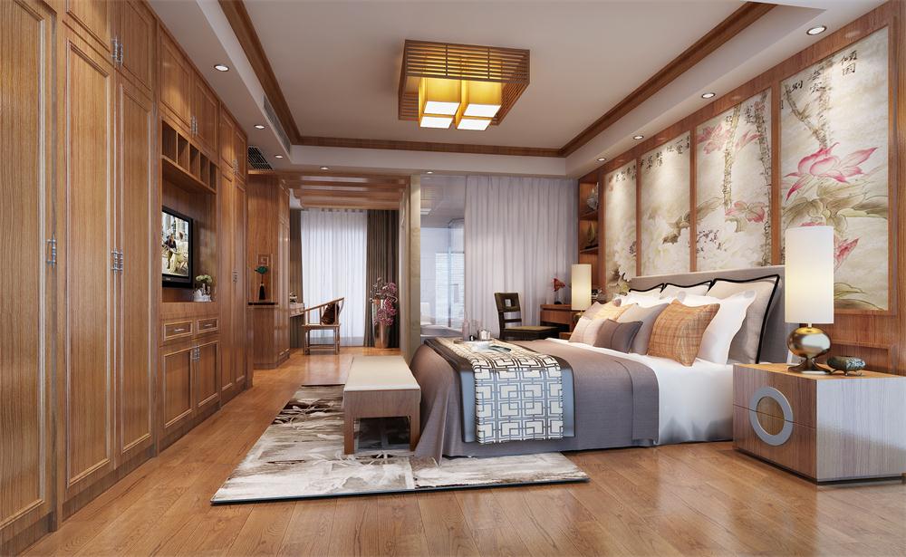 中式卧室装潢效果图