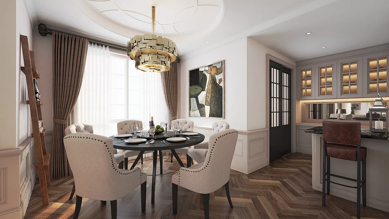 现代美式餐厅装修效果图