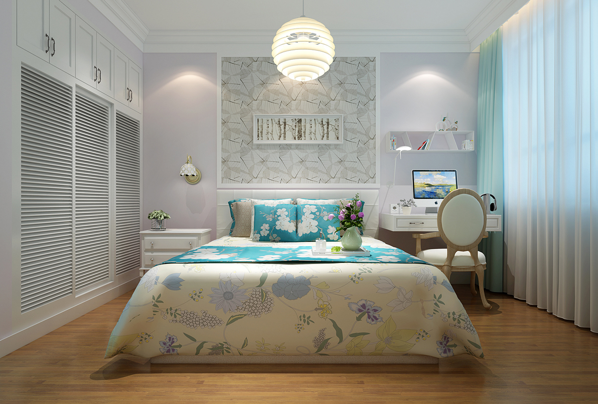 现代美式卧室装修效果图