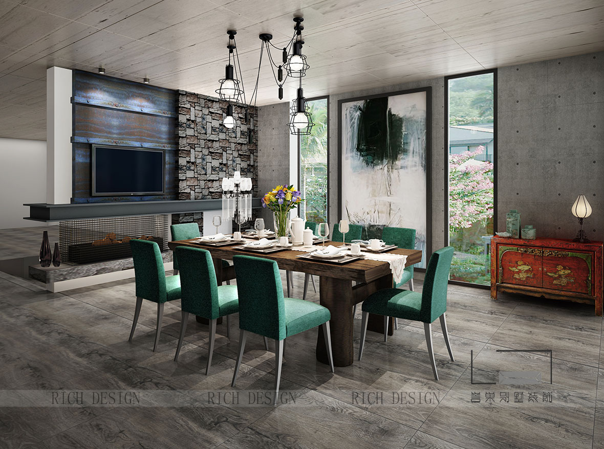 工业风别墅餐厅装修效果图