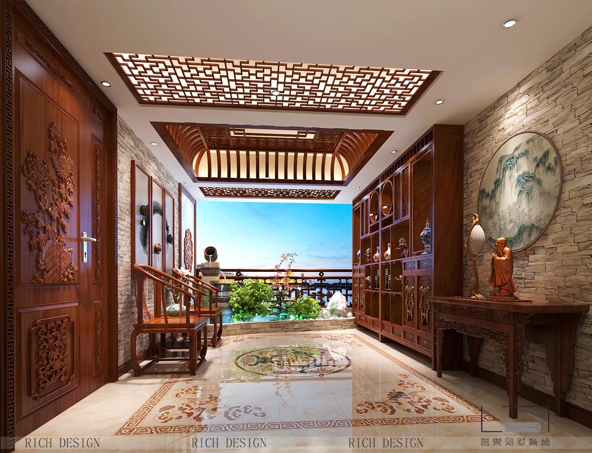 中式玄关装修效果图