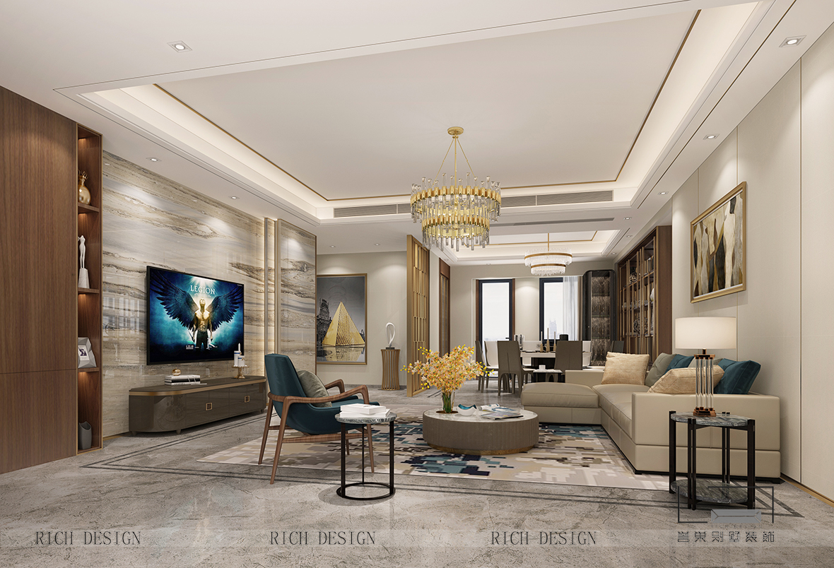 现代别墅客厅装修效果图