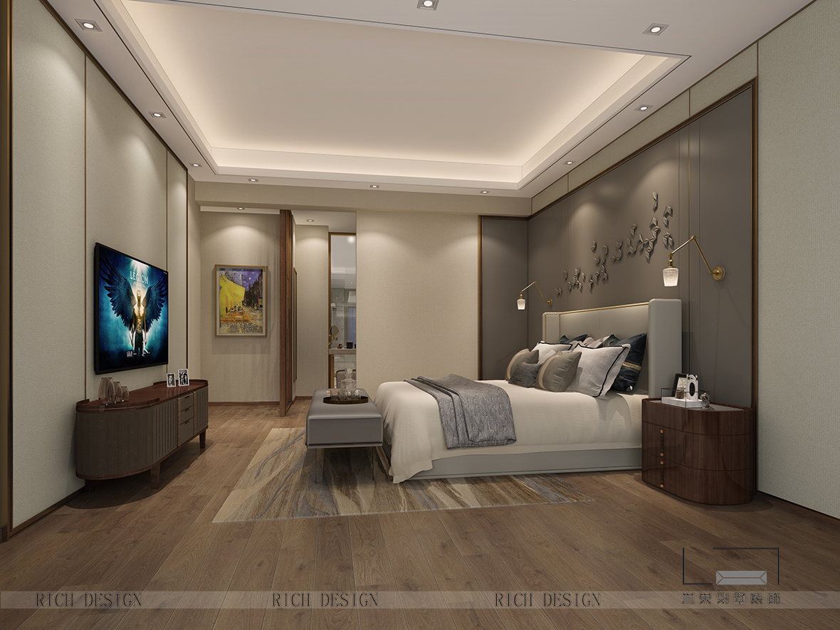 现代别墅主卧装修效果图
