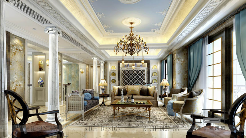 欧式别墅装修设计客厅欣赏图 欧式别墅装修设计客厅欣赏图
