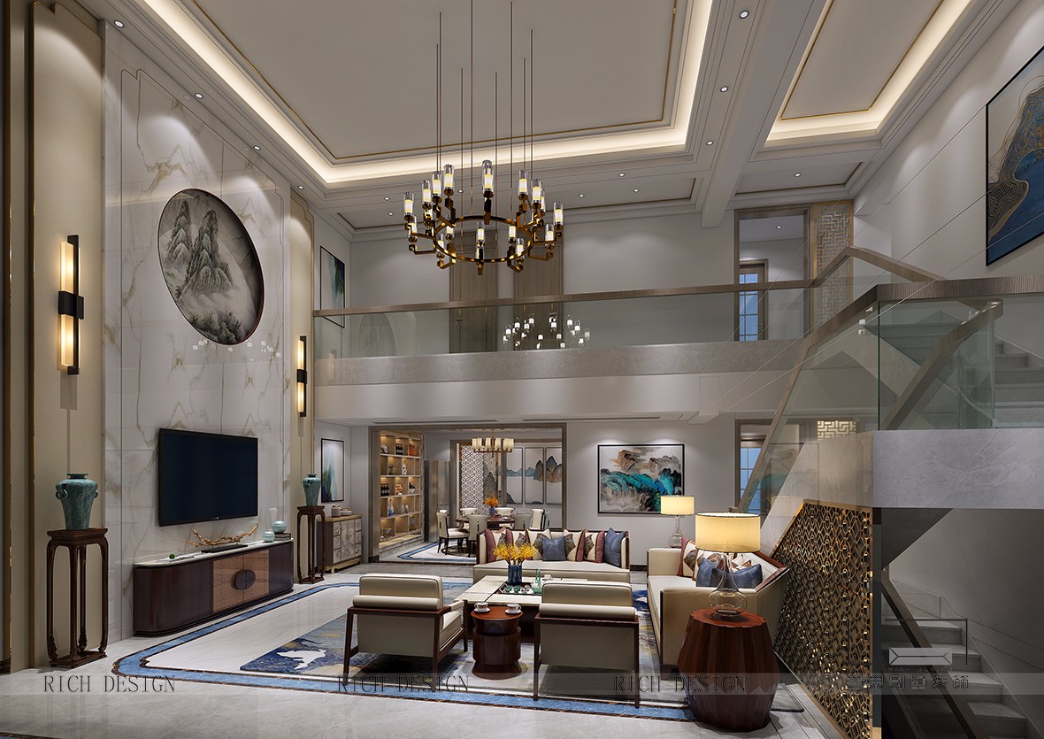 中式别墅装修客厅效果图 中式别墅装修客厅效果图