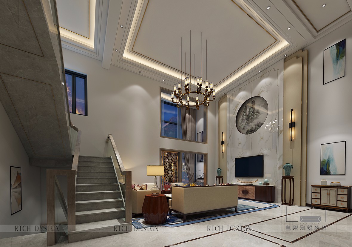 中式别墅装修客厅效果图 中式别墅装修客厅效果图