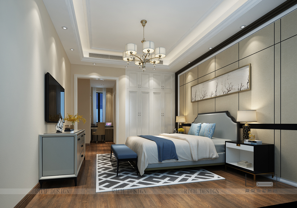 现代别墅装饰卧室效果图