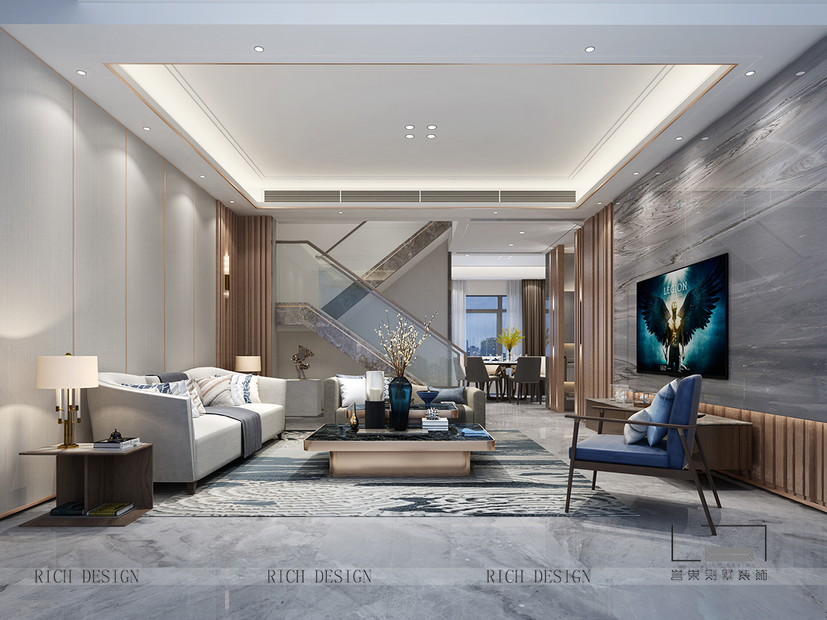 现代别墅装修客厅效果图