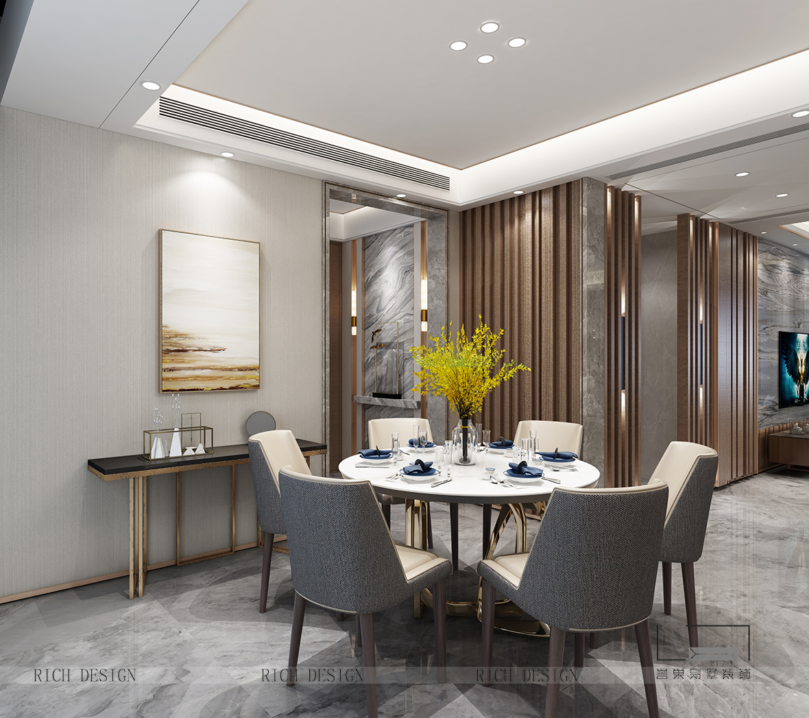 现代别墅装修餐厅效果图