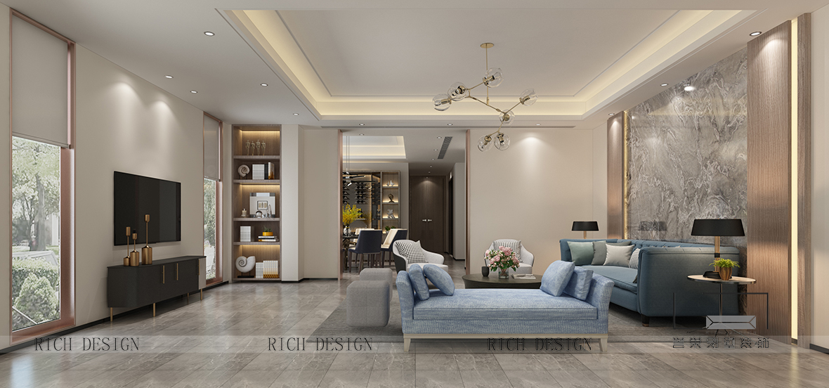 现代别墅装修设计客厅效果图