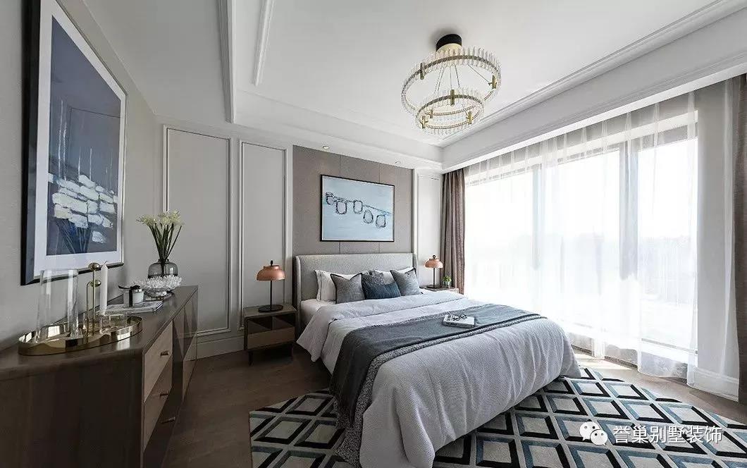 别墅装修墙面卧室效果图