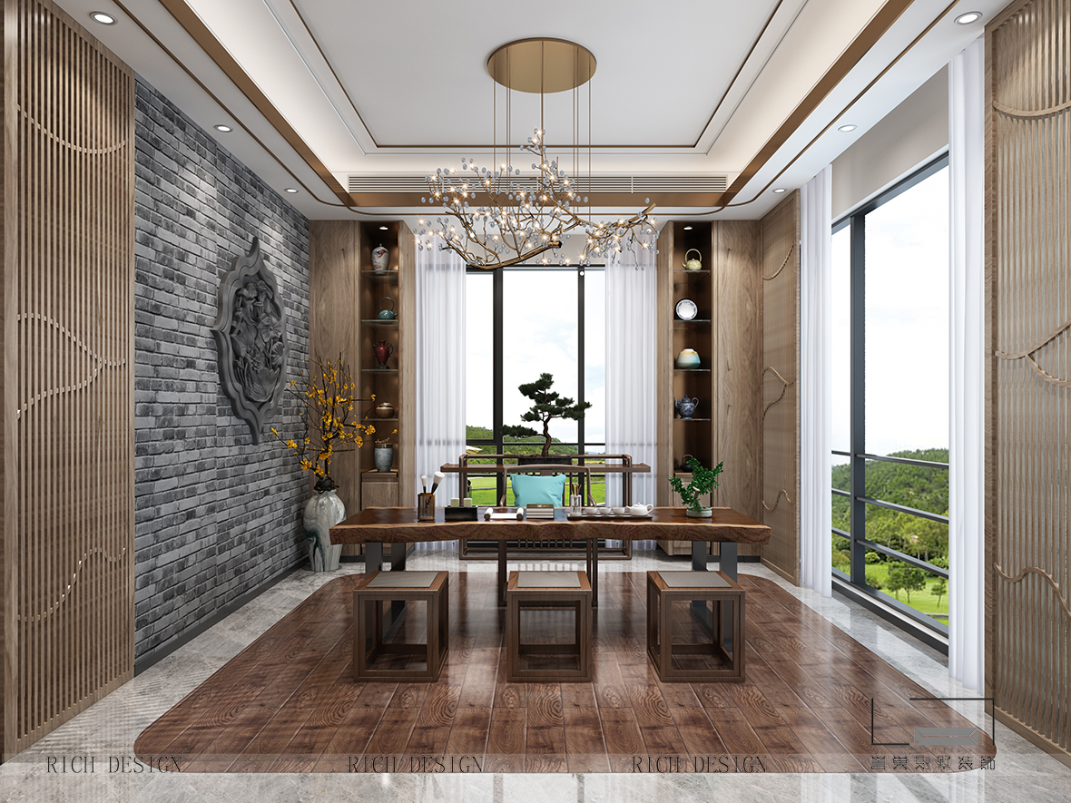 拾乐府中式别墅品茶区装修效果图