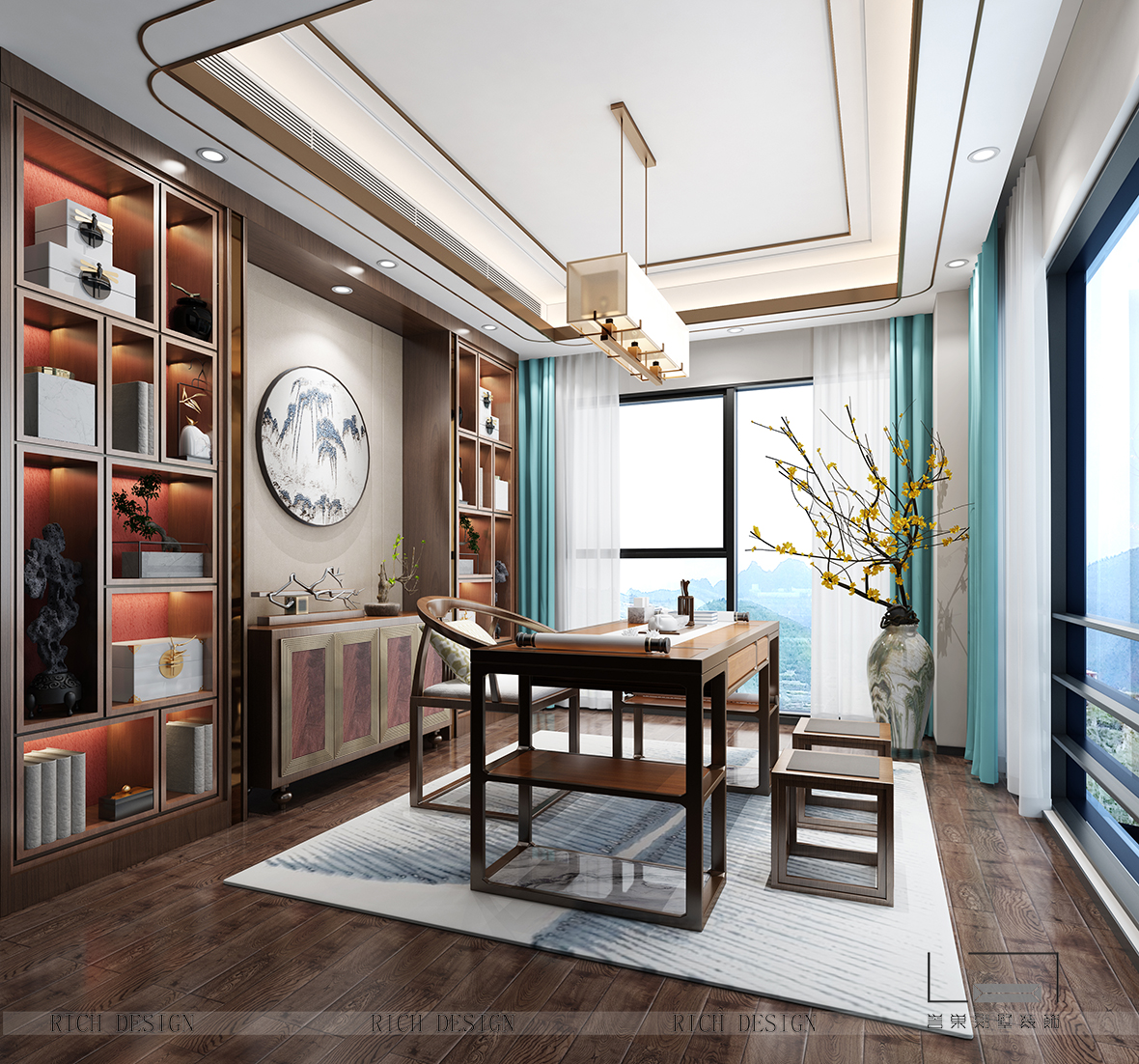 拾乐府中式别墅书房装修效果图