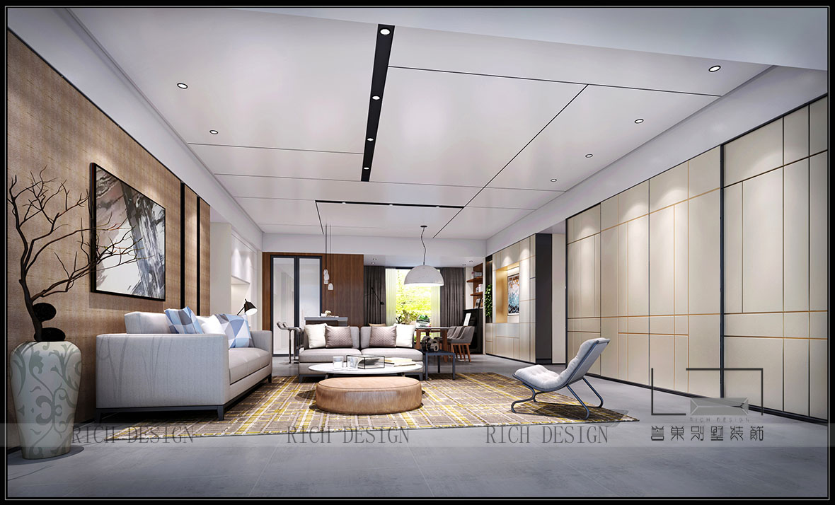 现代别墅客厅装修效果图