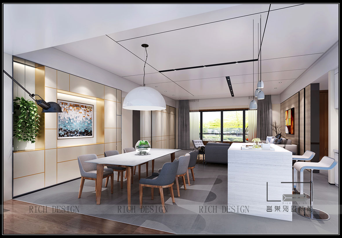 现代别墅餐厅装修效果图