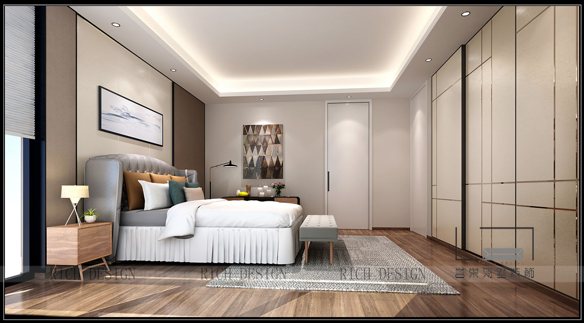 现代别墅主卧装修效果图