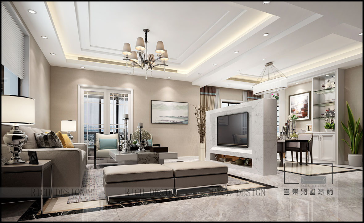 简欧别墅客厅装修效果图 简欧别墅客厅装修效果图