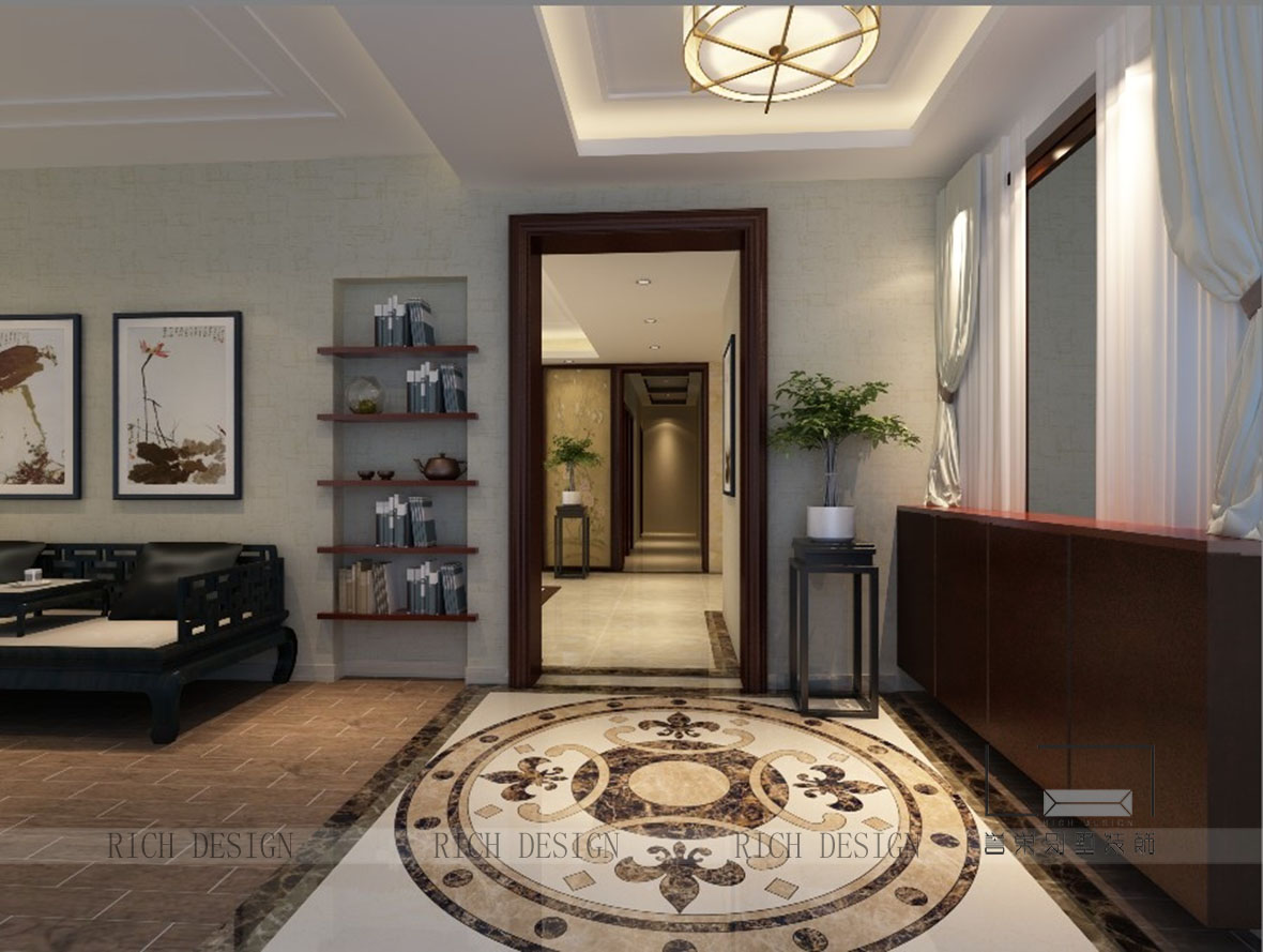 别墅中式门厅装修效果图 别墅中式门厅装修效果图