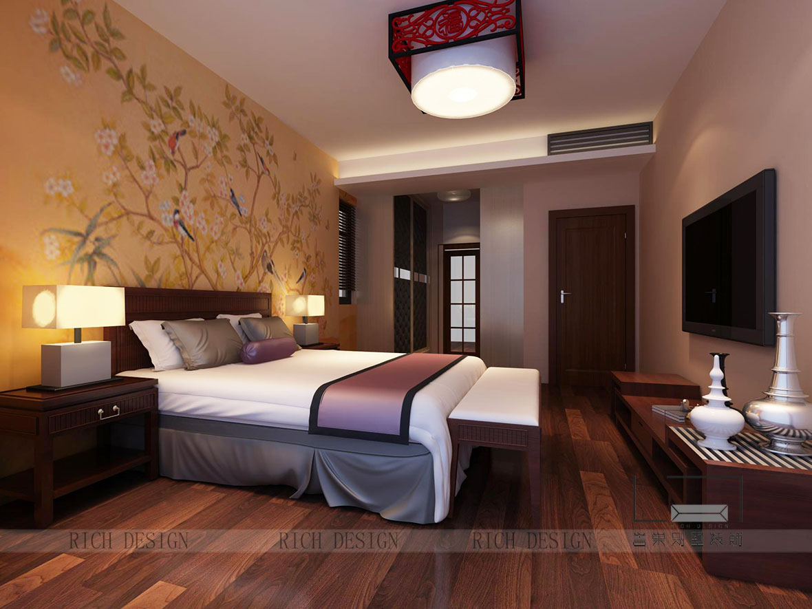 别墅中式卧室装修效果图 别墅中式卧室装修效果图