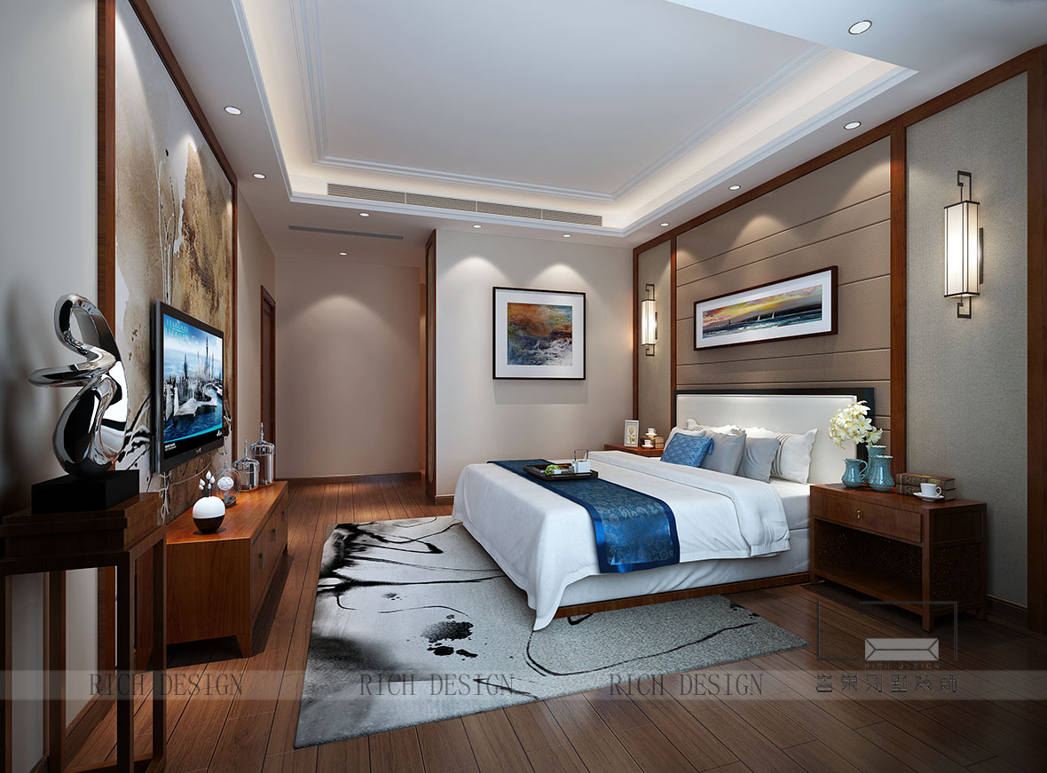 中式别墅卧室装修设计效果图 中式别墅卧室装修设计效果图