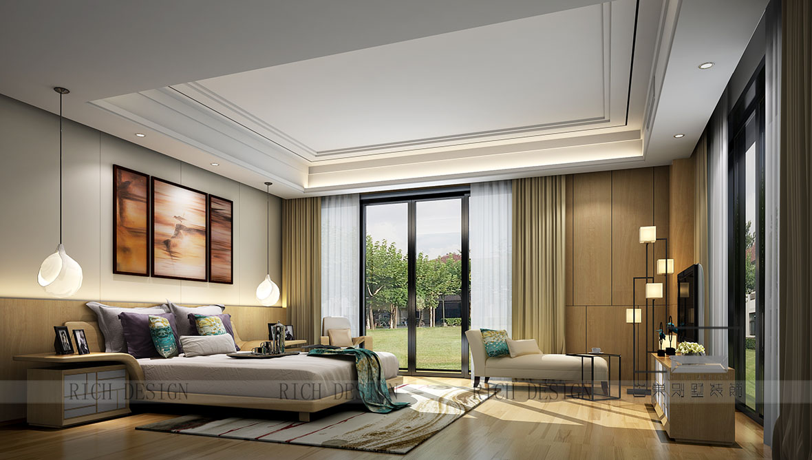 现代别墅主卧装修效果图