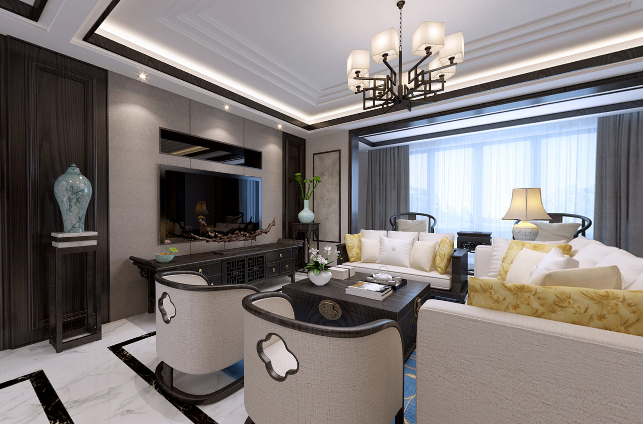 中式别墅客厅装修效果图