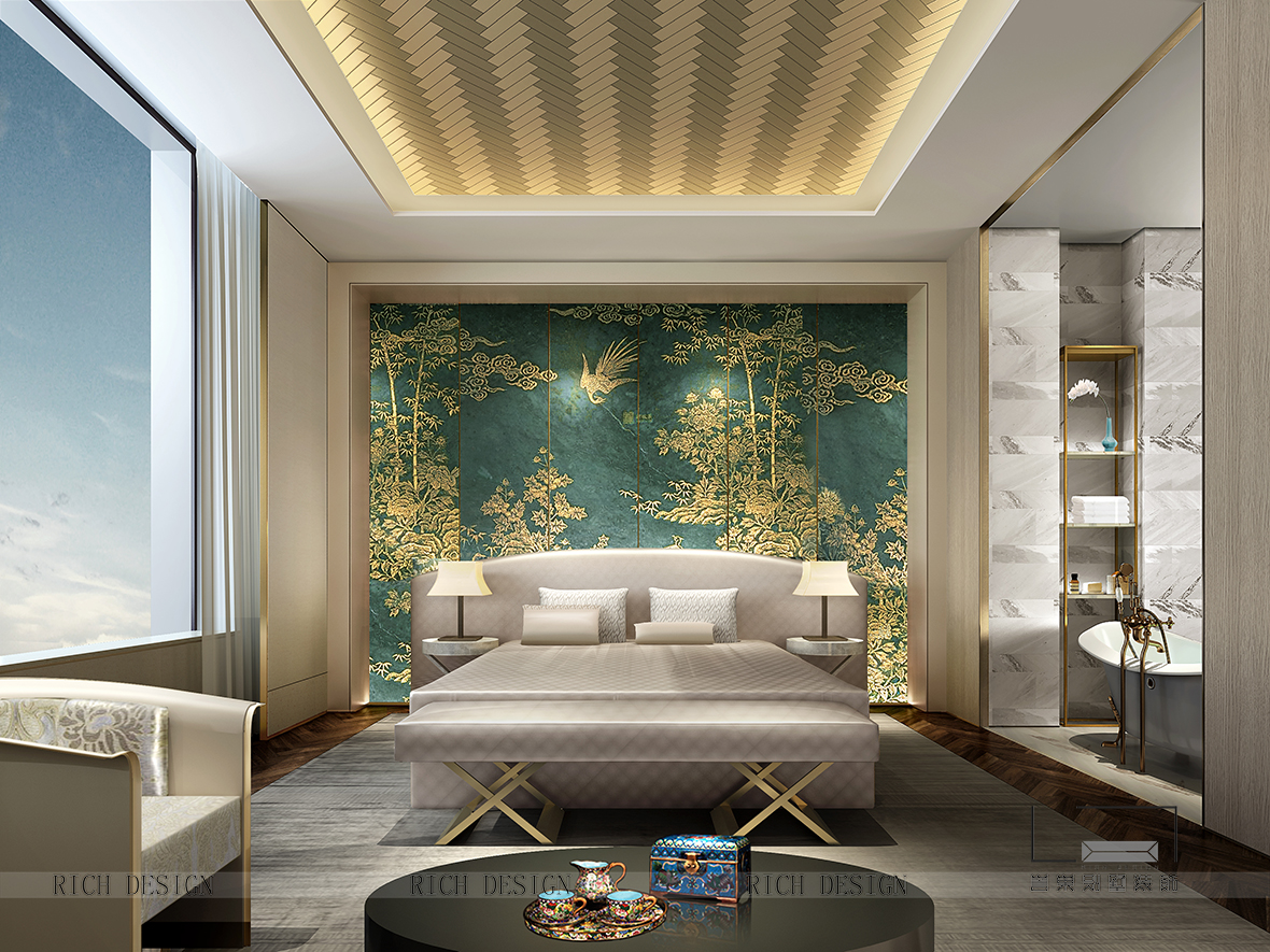 中式别墅主卧装修效果图 中式别墅主卧装修效果图