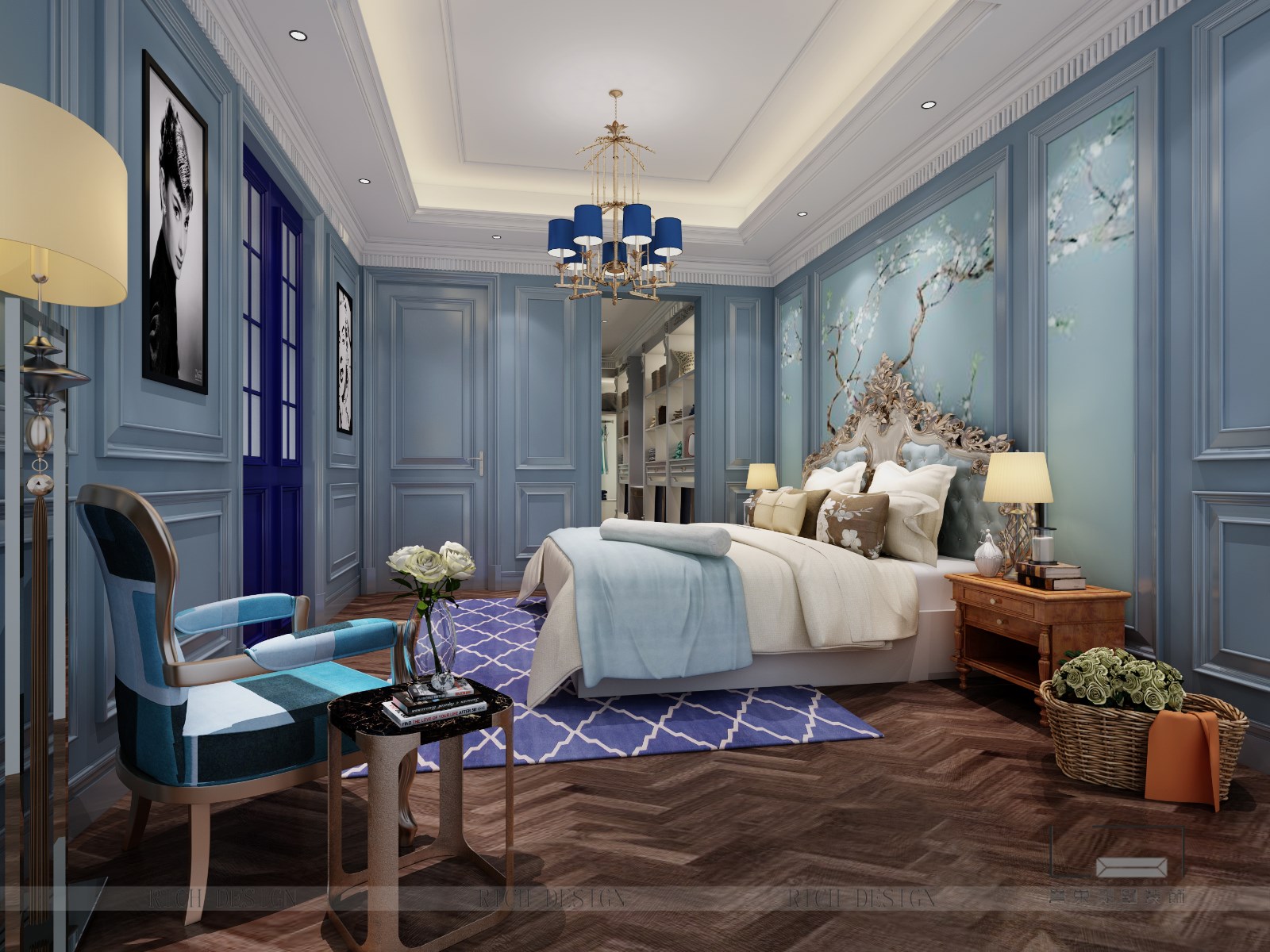 欧式别墅主卧装饰效果图