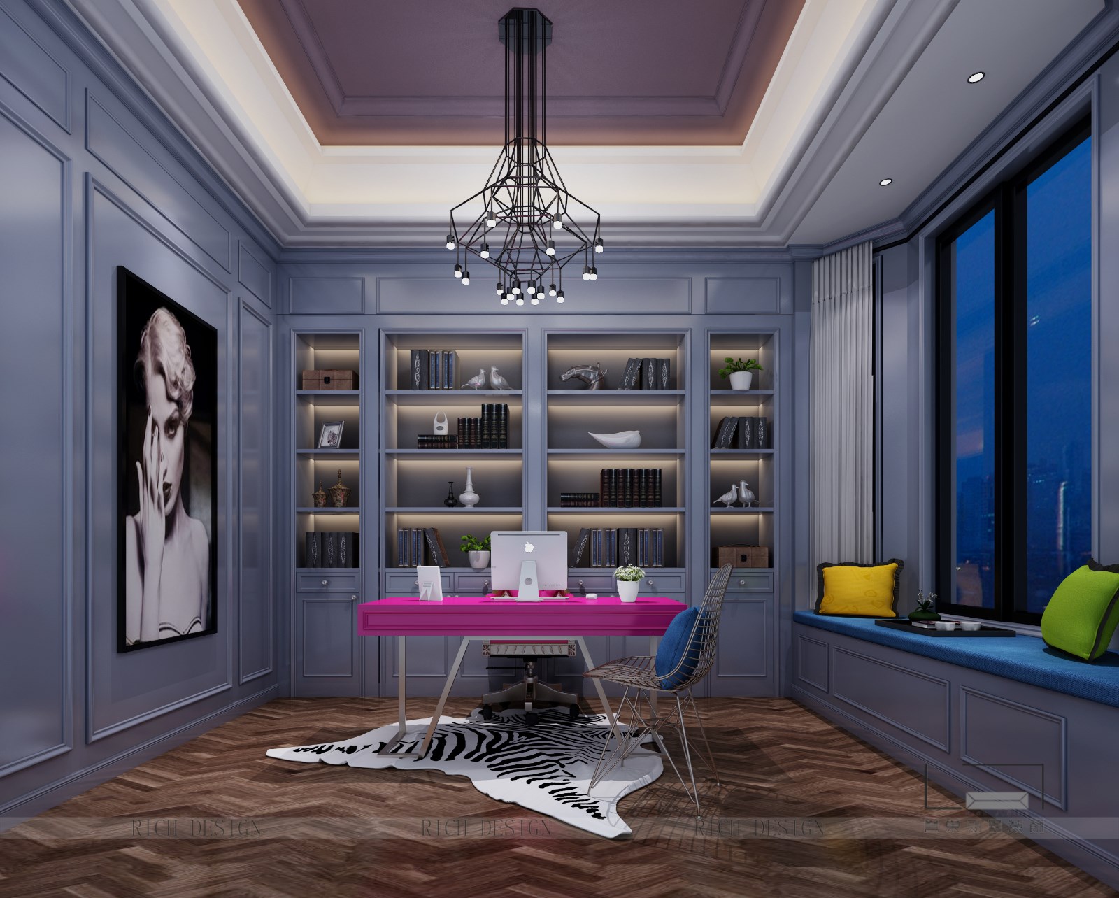 欧式别墅书房装饰效果图