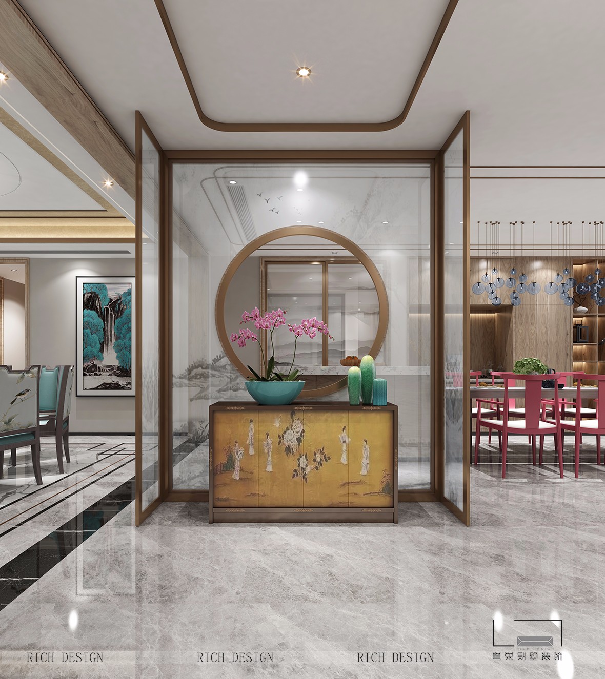 中式玄关装修效果图