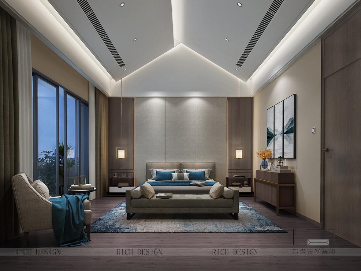 现代别墅主卧装修效果图 现代别墅主卧装修效果图
