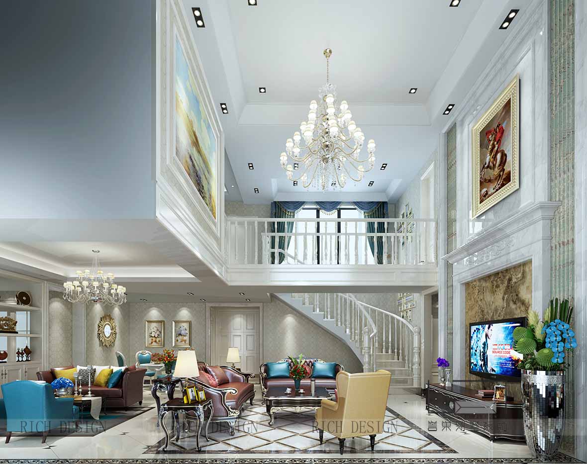 欧式别墅客厅装修效果图