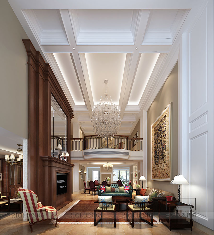 别墅美式客厅装修效果图 别墅美式客厅装修效果图