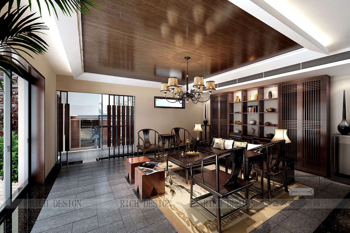 别墅中式地下室装修效果图