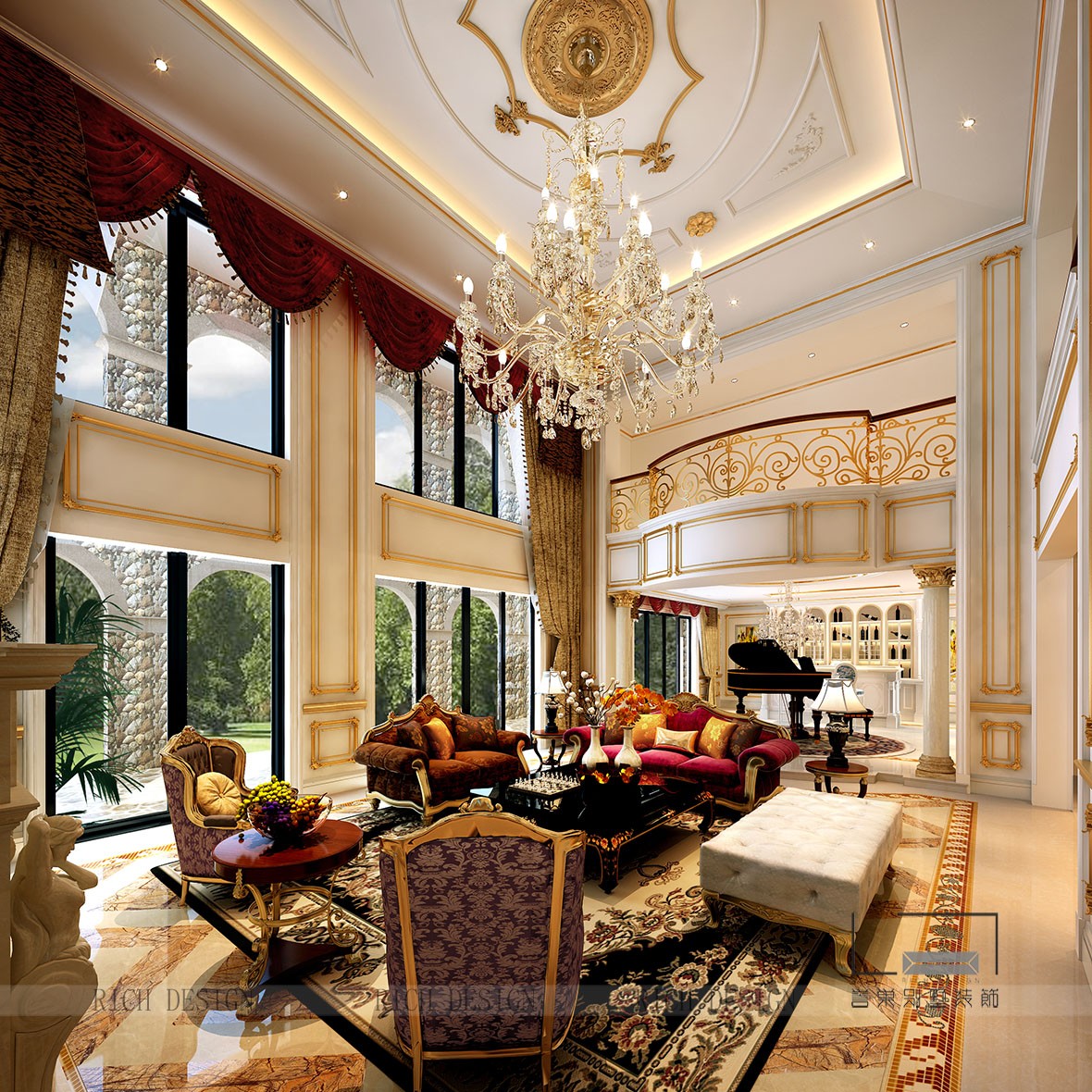 曦城别墅客厅角度二装修设计效果图 曦城别墅客厅角度二装修设计效果图