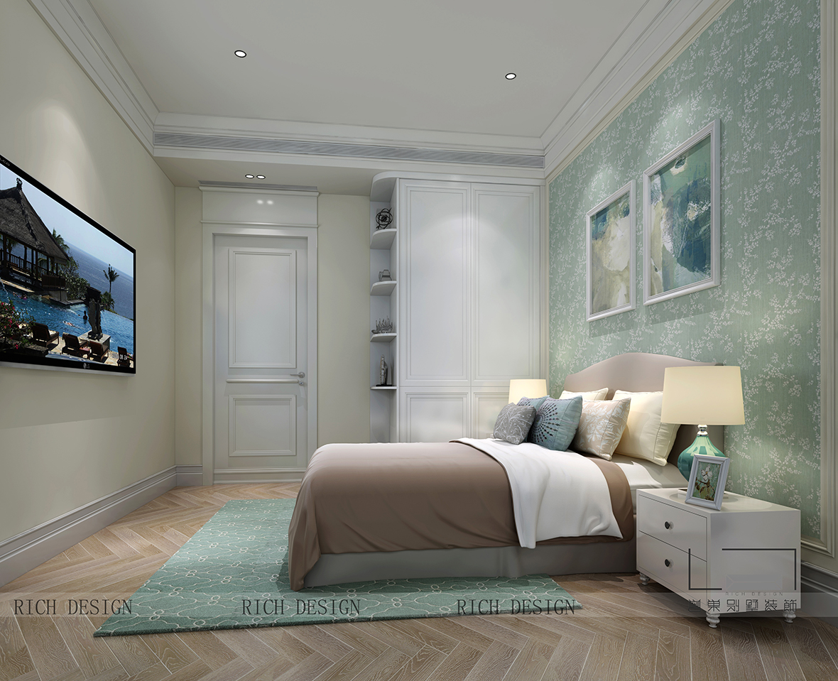 薄荷绿别墅卧室装修效果图 薄荷绿别墅卧室装修效果图