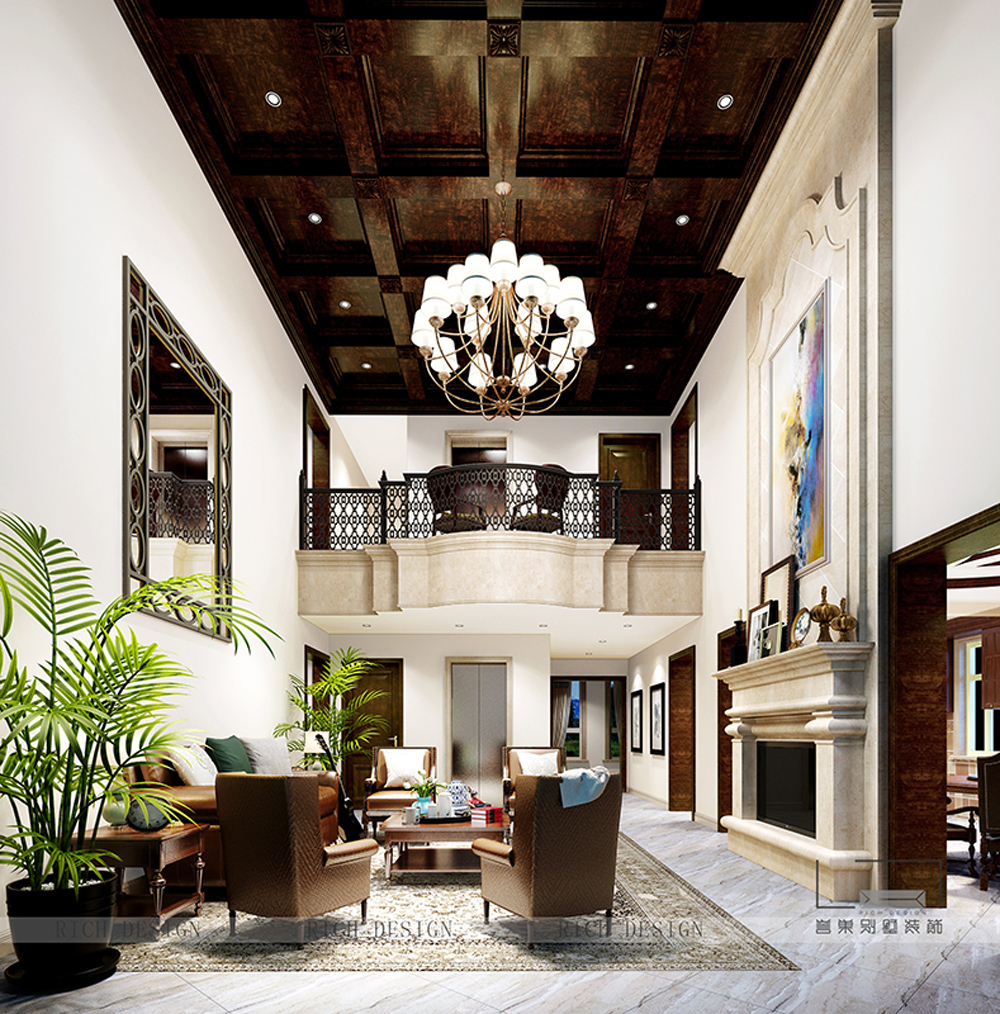 美式别墅客厅装修效果图 美式别墅客厅装修效果图