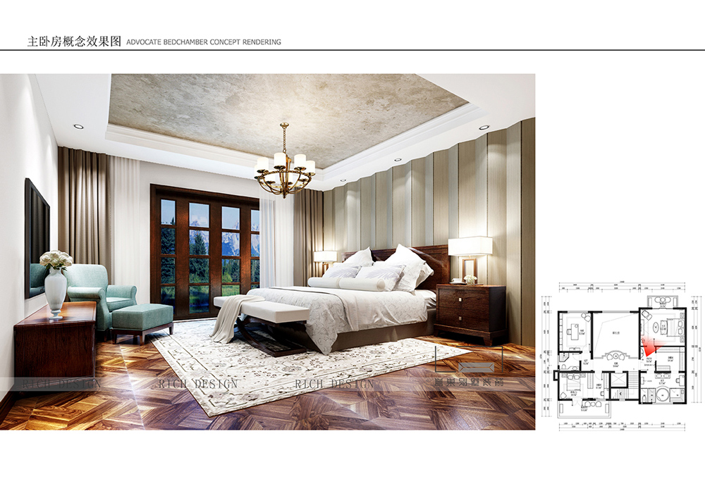 美式别墅卧室装修效果图 美式别墅卧室装修效果图