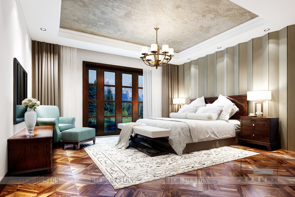 美式别墅卧室装修角度效果图 美式别墅卧室装修角度效果图